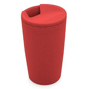 Copo Térmico de Bambu Parede Dupla C/ Tampa Vermelho 500ml