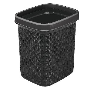 Cesto de Lixo Lixeira Rattan Preto Com Aro 4,5 Lts Nitron