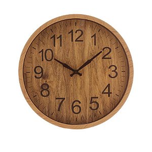 Relógio de Plástico para Parede Wood 25,4x3,8Cm 1539 Lyor