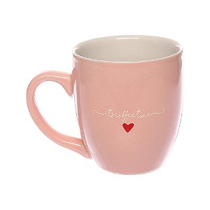 Caneca de Cerâmica Multiuso Estampa Coração Rosa 300 ML