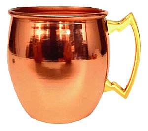 Caneca Moscow Mule Cobre Puro Lisa 500 Ml Alça Bronze