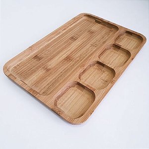 Bandeja Gamela Teca G com 5 Divisórias 44x28x3,5cm 112 Pelozatto