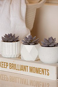 Vaso de Suculenta Artificial Decorativo Cimento 7,5X11,3CM