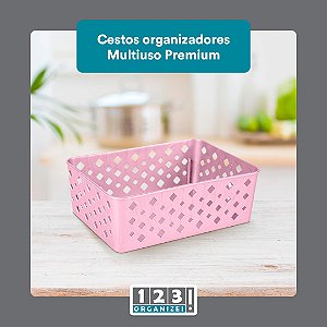 Cesto Multiuso Organizador Premium Rosa 123Organizei