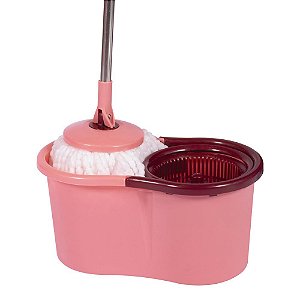 Balde Mop Rosa 8 litros Pocket Com Esfregão e Centrífuga Mor