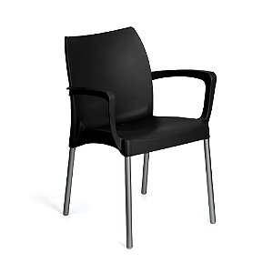 Cadeira Poltrona Sec Line Plástica Preta Pés Aluminio 120kg