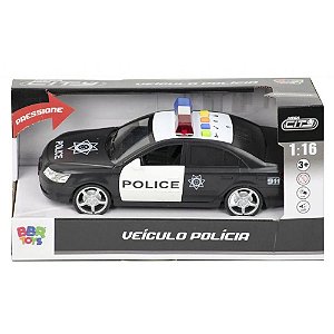 Carro De Policia de Brinquedo Equipado Com Som E Luzes 25 Cm