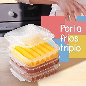 Porta Frios Triplo Transparente Livre de Bpa 16,5x15x10,5 CM