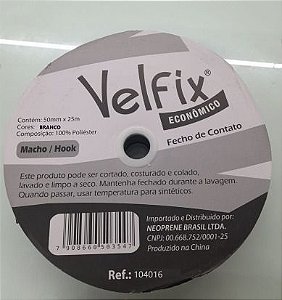 Fecho De Contato Tipo Velcro 50mm Macho/Fêmea C/ 25m Branco