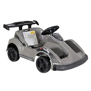 Kart Elétrico Infantil 6V Cinza C/ Controle Som Carregador