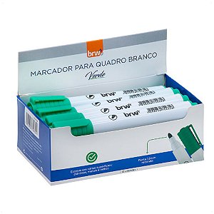 Marcador Quadro Branco Verde Com Ponta Redonda 12 Unidades