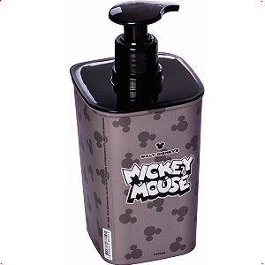 Porta Sabonete em Plástico Cinza/Preto Mickey Mouse 420ml