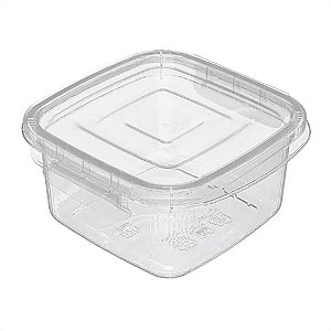 Pote Quadrado Pequeno Com Travas 370 ML Transparente 12CM