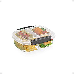 Pote Para Alimentos 2 Divisões Com Travas Laterais 600ML