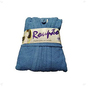 Roupão de Banho Felpudo Atoalhado Adulto Tamanho GG Azul