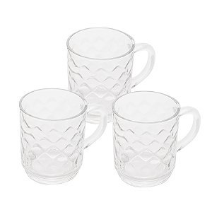 Conjunto 3 Canecas de Café de Vidro 250ml  Diamond 45049 Lyor