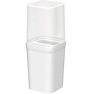 Porta Escovas Liso Branco Com tampa 8x8x20cm BPA Free