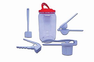Kit Utensílios Cozinha Colors Branco Espremedores + Martelo