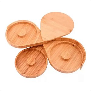 Bordeador De Taças E Copos Em Bambu Para Drink Com 3 Bases