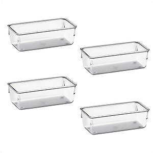Kit 4 Potes Organizadores Multiuso Retangulares Pequenos