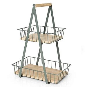 Cesto Duplo Para Frutas Pães Enjoy Verde 28x17x38,5cm Copa