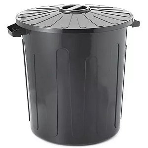 Cesto de Lixo Lixeira 100 Litros Com Tampa 56x50 Cm Preto PLASNORTHON  	1410 R