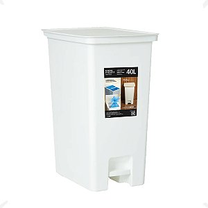Lixeira Com Pedal Seletiva 41X29,5X54cm Fly 40 litros Branco