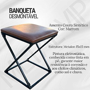 Banqueta baixa X Áustria em Ferro 45x35Cm Desmontável