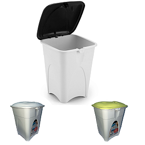 Lixeira Retangular De Plástico Com Tampa Click Colors 4,5L