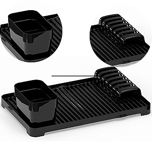 Escorredor De Louça e Pratos Flat Modular 6 Pratos Cor Preto