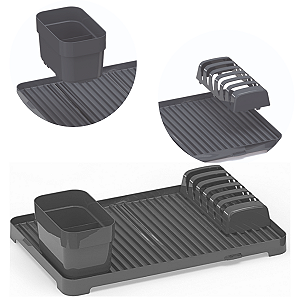 Escorredor De Louça Pratos Flat Modular 6 Pratos Cor Chumbo