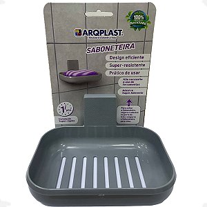 Saboneteira Suporte de Parede Com Suporte Adesivo Cor Cinza