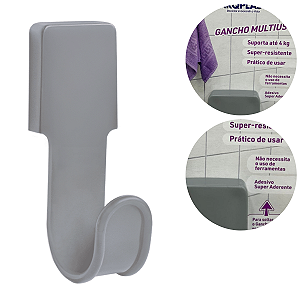 Gancho Suporte Multiuso Prático Cor Cinza Suporta até 4 kg