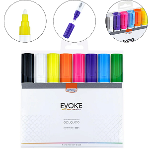 8 Canetas Marcadores Giz Liquido Neon Ekove Cores Neon Brw