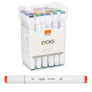 Kit 24 Canetas Marcador Artístico Dual Marker Evoke Brw
