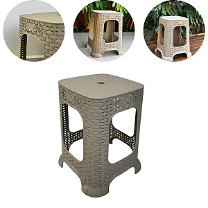 Banco Banqueta Resistente Rattan Banquinho Cor Nude