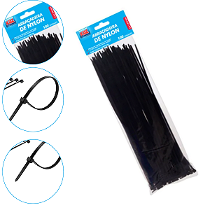 Abraçadeira Enforca gato 100 unidades  3.6 X 370MM Preto