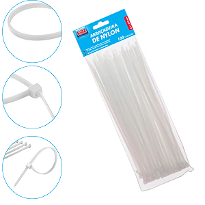 Abraçadeira Enforca gato 100 unidades 3.6 X 370MM Branca