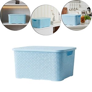 Caixa Organizadora 7 Litros Rattan Azul C/tampa 123Organizei TPTF
