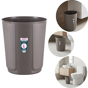 Cesto de Lixo Redondo Detalhes Acetinados Sem Tampa  6 Lts
