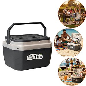 Caixa Térmica Cor Chumbo Com alça 17 Litros Praia Piscina