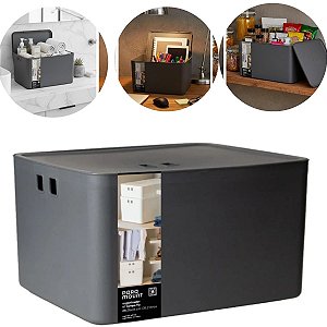 Caixa Organizadora Com Tampa 49X35X24 Fly 36 Lts Cor Chumbo