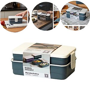 Marmita Com 2 Divisórias Prática 23X13X9cm Cor Chumbo