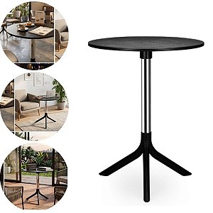 Mesa Bistrô Baixa Redonda Preta Minimalista 60cm Gourmet Preto