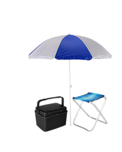 Combo Dia de Pesca Completo – Kit com Guarda-Sol, Caixa Térmica e Banquinho