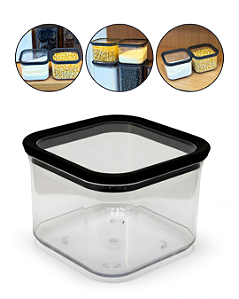 Pote Hermético Quadrado 10,8x10,8x8cm 500 ML 123 Organizei