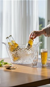 Kit Bar Luxxor: Balde de Gelo Gigante 18L + 2 Copos Cerveja Acrílico
