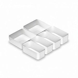 Kit 6 Organizadores de Gaveta Modulares Branco Multiuso Nitron