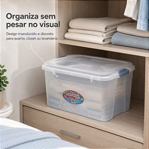 Caixa Organizadora 56 Litros Com Trava e Tampa Transparente