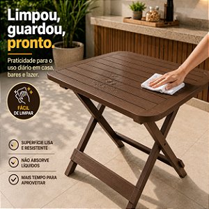 Mesa Dobrável Arqplast Cor Madeira Bar Restaurante 80cm